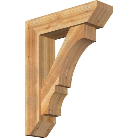 Ekena Millwork Balboa Slat Rough Sawn Bracket w/ Offset Brace, Western Red Cedar, 8"W x 30"D x 38"H BKT0806X30X38BOA06RWR